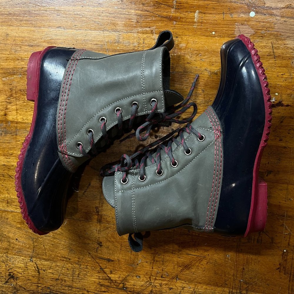 Duck / Muck Winter Boots Harlequin 9 grey pink navy plaid - Like new unworn!